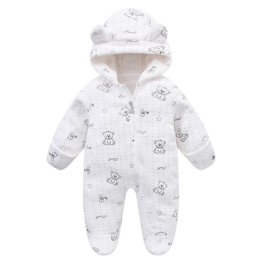 A baby onesie velvet spring and autumn clothes going out clothes baby autumn and winter foot-wrapped Romper climbing clothes