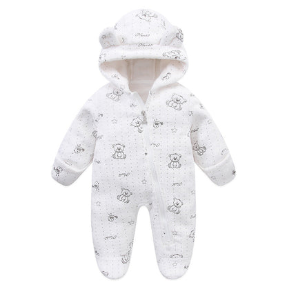 A baby onesie velvet spring and autumn clothes going out clothes baby autumn and winter foot-wrapped Romper climbing clothes