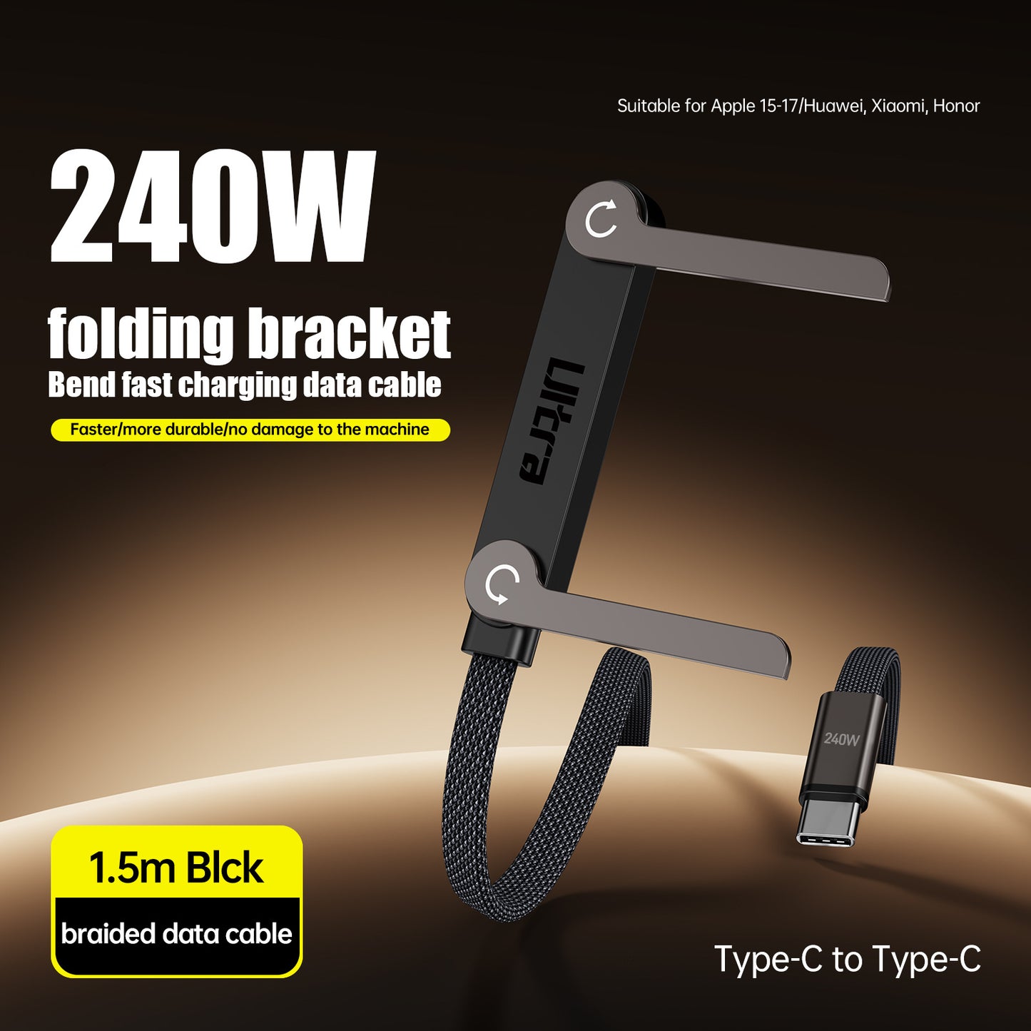 A zinc alloy braided bracket elbow fast charging data cable