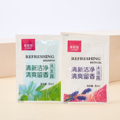 1000 pieces Free shipping by sea to Beirut White Tea Shampoo Body Wash Hotel Disposable Shampoo Body Wash Bag