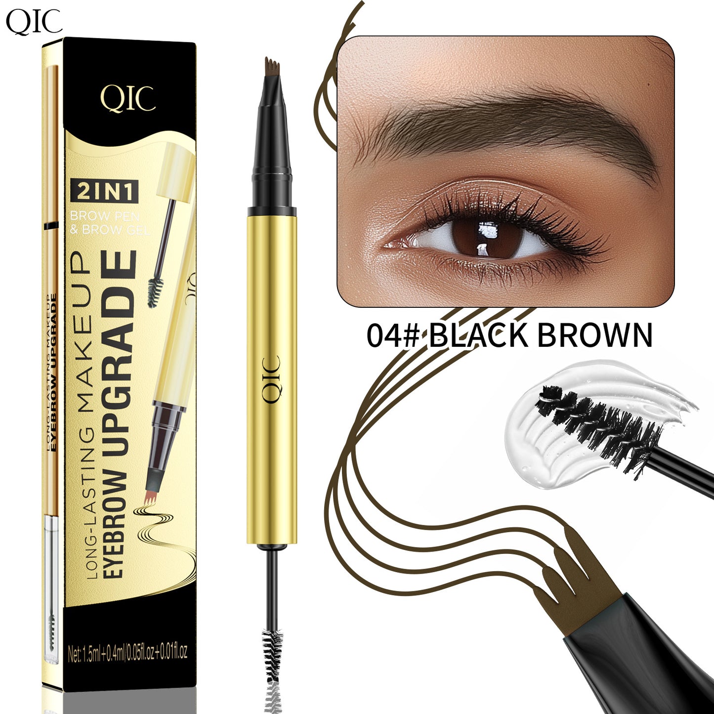 A liquid eyebrow pencil eyebrow glue 2in1 waterproof and sweat-proof