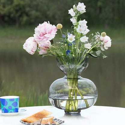 A Nordic light luxury gourd glass vase transparent big belly creative living room bedroom flower arrangement soft decoration ornament vase