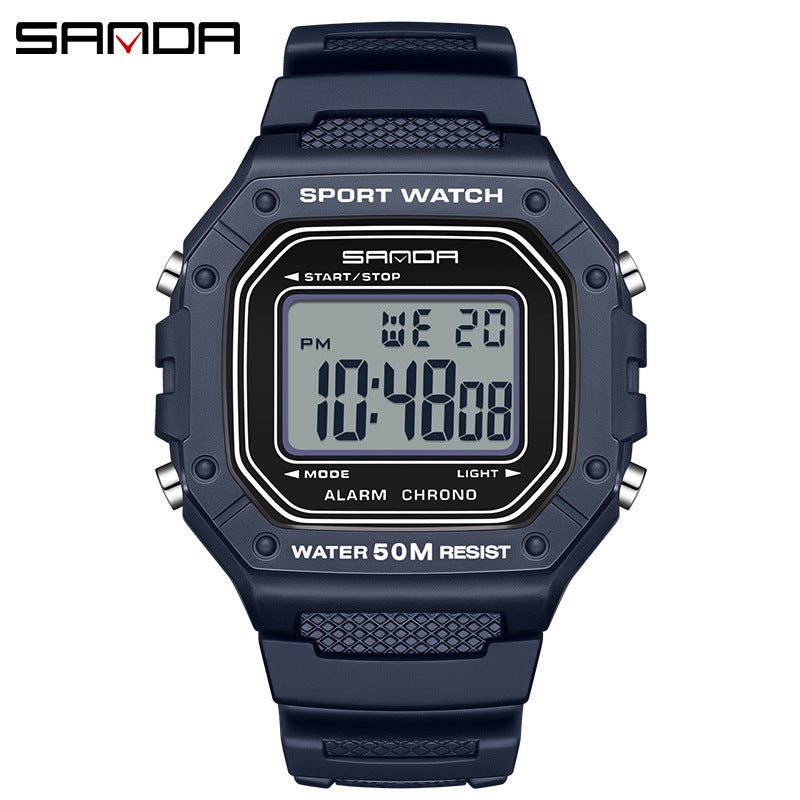 A fashionable small square electronic watch male and female students Korean version simple multi-function luminous waterproof watch factory wholesale