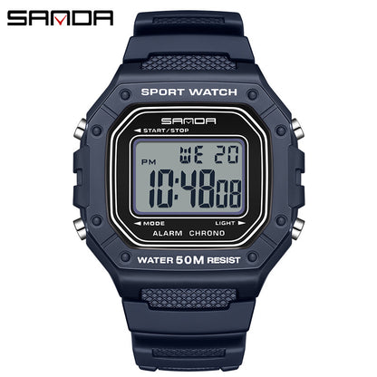 A fashionable small square electronic watch male and female students Korean version simple multi-function luminous waterproof watch factory wholesale
