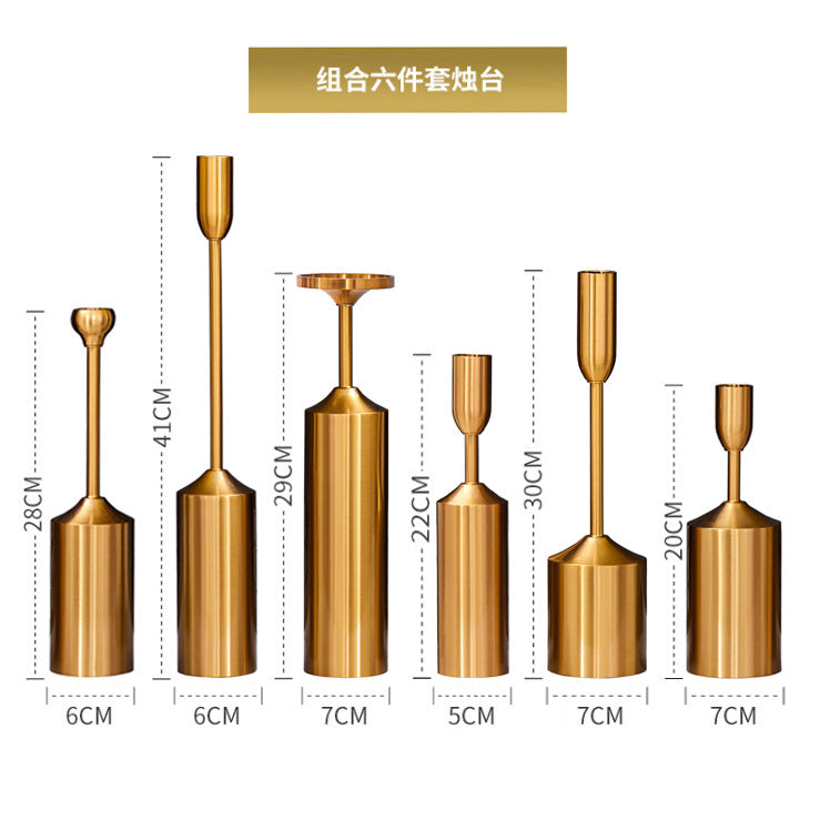 A European metal candlestick electroplating wedding props dining table candlelight dinner decoration home soft decoration handicrafts ornament