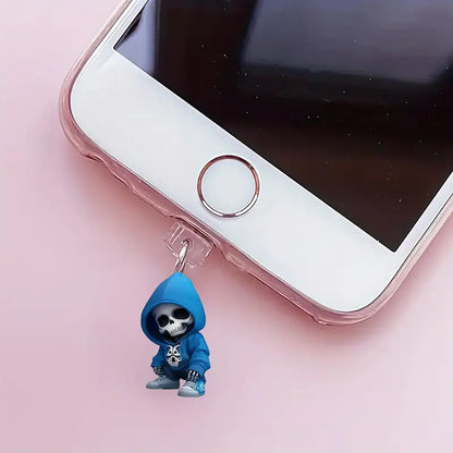 A Sweater Skull Acrylic Pendant Mobile Phone Dust Plug Suitable for Apple Mobile Phone Charging Interface and Type-c Interface