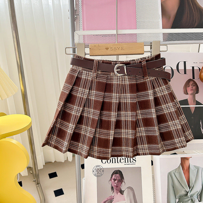 A children's leather jacket skirt set