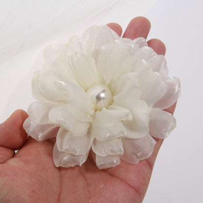 A 9cm large number of spot with pearl cloth flower fabric flower gauze clothing accessories brooch clothing accessories - Mixbatch