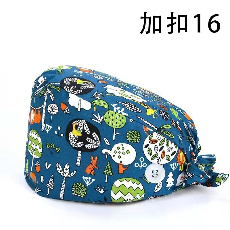 A Cross-border surgical cap Cotton solid color nurse operating room cap Sweat-absorbing and windproof confinement cap Dental dentist cap
