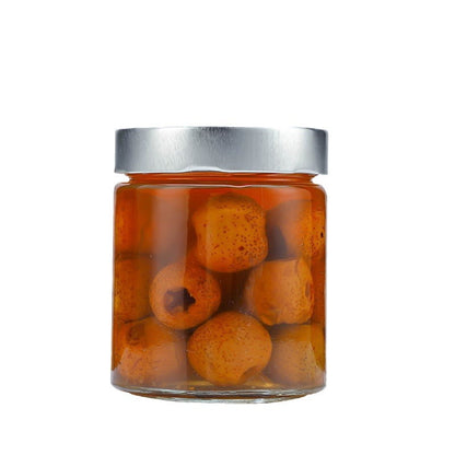 A 500ml high cover honey glass bottle 380ml round sauce bottle kitchen sealed storage tank yellow peach canned bottle wholesale - Mixbatch