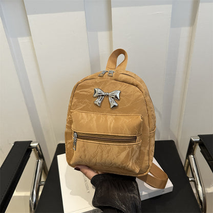 A Bow Casual Fashion Korean Edition Large Capacity College Style Girls Light Small Travel Back Shoulder Backpack Women