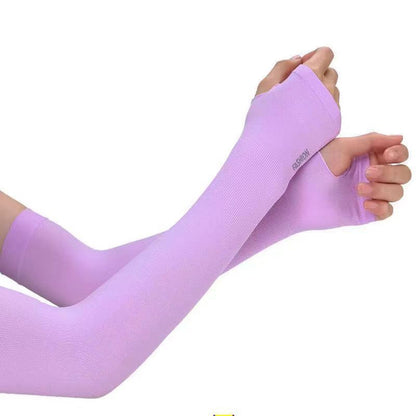 A summer sunscreen ice sleeves men's and women's ice silk sleeves UV protection riding driving arm sleeves breathable gloves arm sleeves