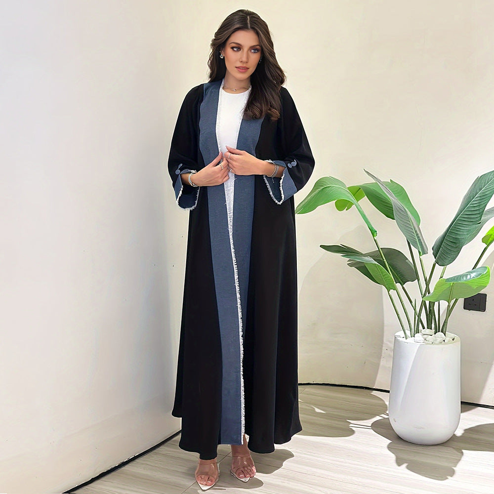 Women's Cardigan, Robe, Elegant, Contrasting, Tassel, Long Skirt, Middle East, Muslim, Dubai, Arabia, Spot Cross Border Clothing - Mixbatch