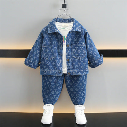 A children's suit denim two-piece set