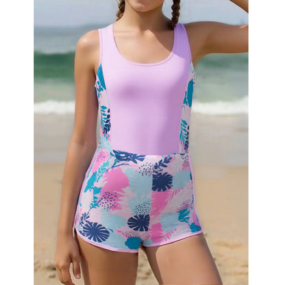 A children's swimsuit European and American girls medium and older children's one-piece boxers two-piece swimsuit - Mixbatch