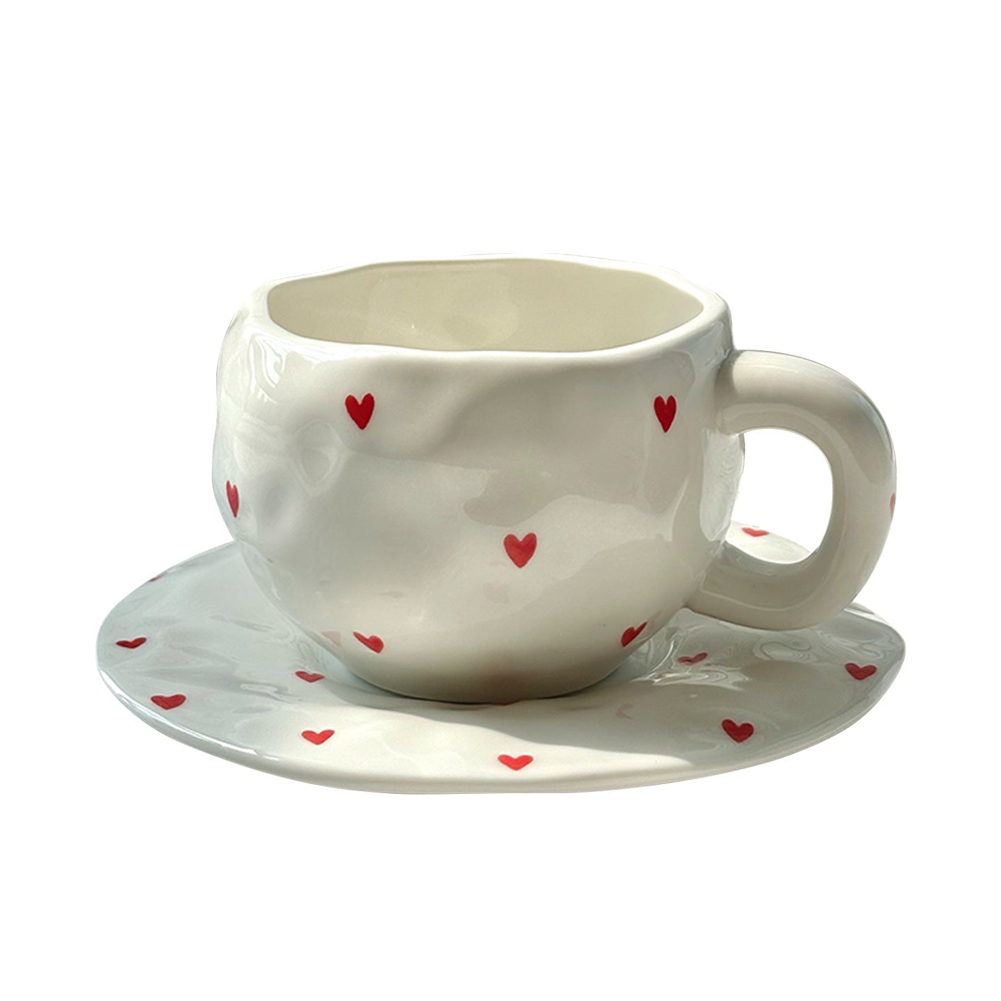 A love irregular ceramic cup and saucer set
