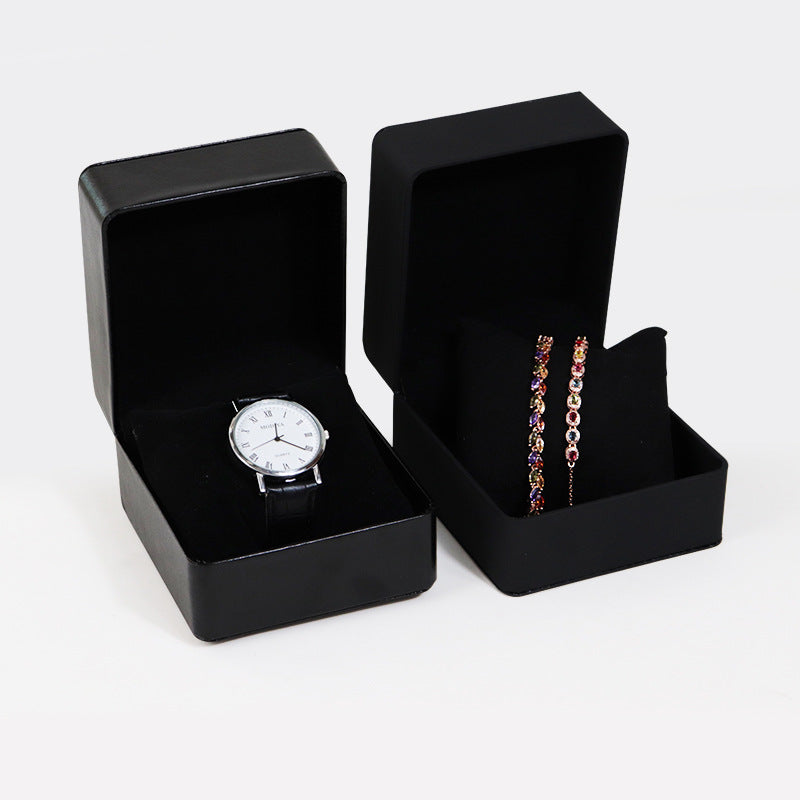 A Spot rounded corner flip pu leather watch box, jewelry packaging box, bracelet box, watch jewelry storage box, jewelry box. - Mixbatch