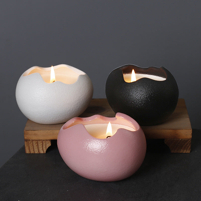 A Creative Eggshell Ceramic Candle Cup