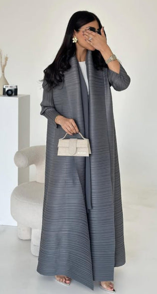 A  Pleated robe print cardigan women's clothing