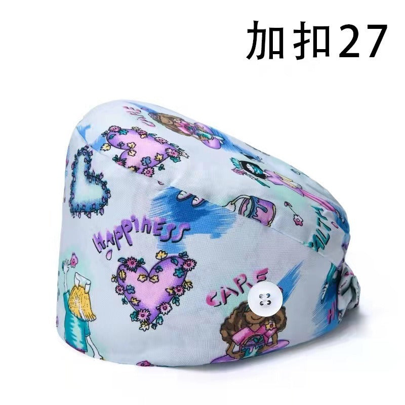 A Cross-border surgical cap Cotton solid color nurse operating room cap Sweat-absorbing and windproof confinement cap Dental dentist cap