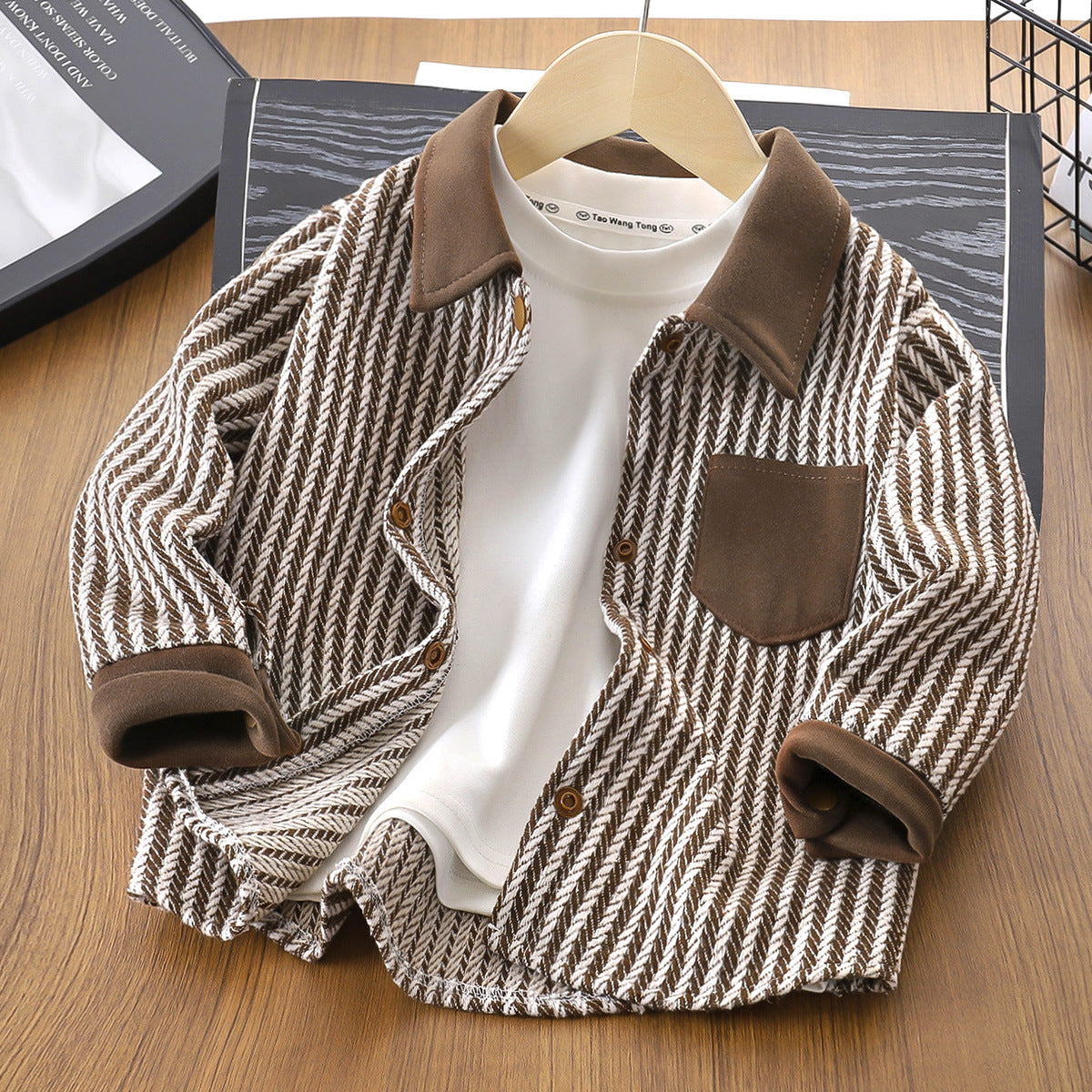 A children's long-sleeved shirt