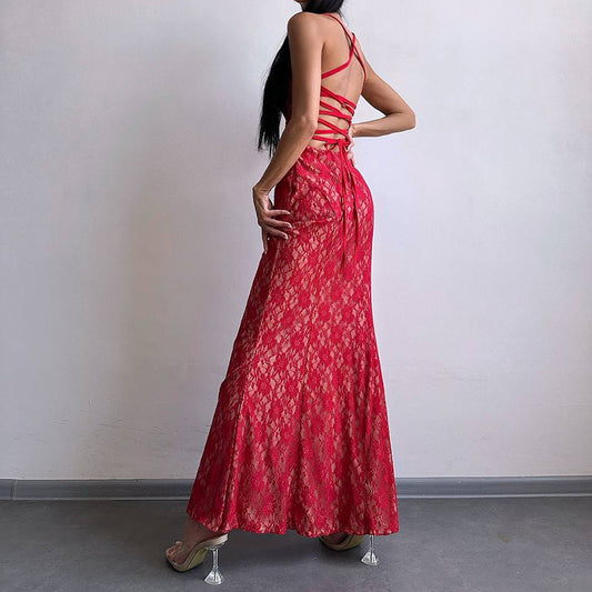 A Lace Camisole Maxi Dress