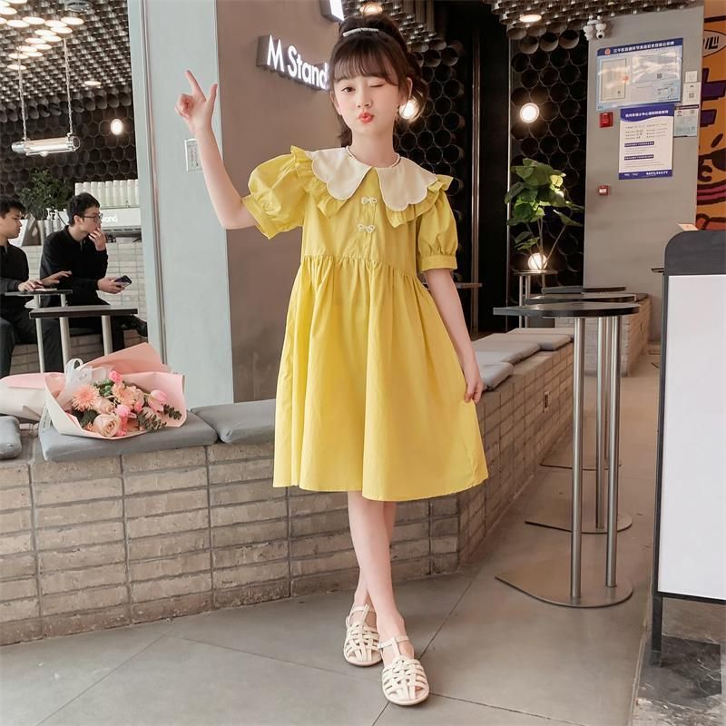A girls dress summer new foreign style children's summer princess dress girls older children doll collar skirt