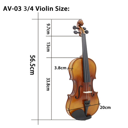 A Natural Bright Violin AV-03 Tiger Maple Backplane Solid Wood Violin Beginner Practice Violin