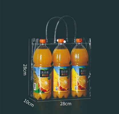 A Spot plastic pvc tote bag, transparent gift packaging bag, milk tea with hand gift, hi candy, portable pvc packaging bag
