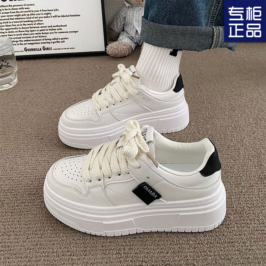 Little White Shoes Women's New Spring Versatile Thick Sole Simple Casual Shoes, Unique Original Design, Board Shoes for Women 0.6kg - Mixbatch