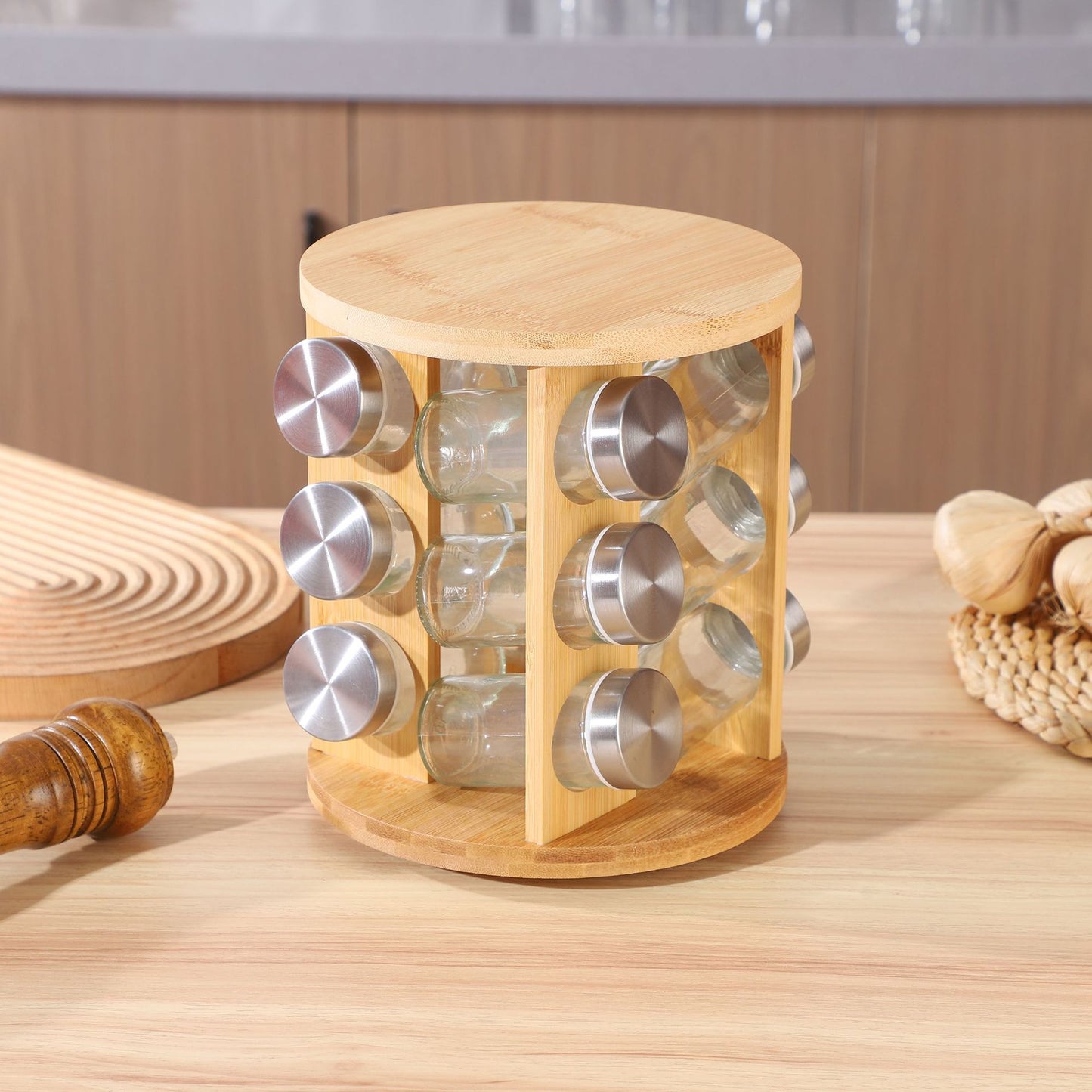 رف توابل من الخيزران 