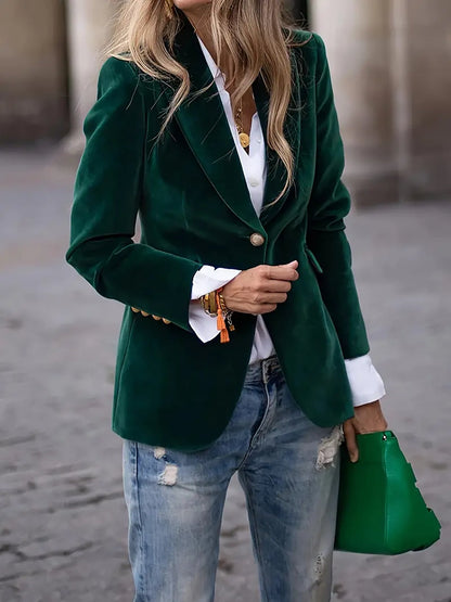 A gold velvet blazer