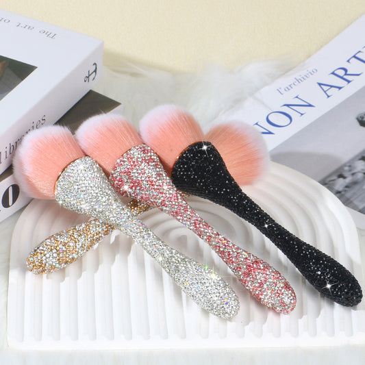 A new diamond-encrusted small waist loose powder makeup brush, oversized single soft-bristled nail brush, blush brush, beauty tool. - Mixbatch