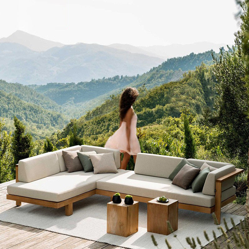A Nordic outdoor sofa combination teak villa courtyard garden furniture B & B wind outdoor terrace solid wood small coffee table - Mixbatch