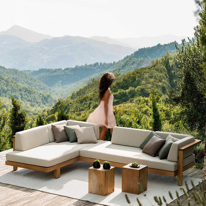 A Nordic outdoor sofa combination teak villa courtyard garden furniture B & B wind outdoor terrace solid wood small coffee table - Mixbatch