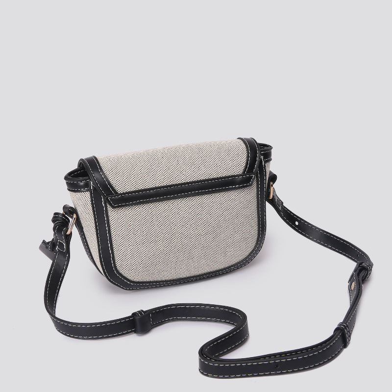 A autumn new Korean niche contrasting color single shoulder diagonal span saddle bag retro versatile underarm small bag women