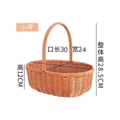 A imitation rattan new oval fruit basket picking basket rattan large portable flower basket gift