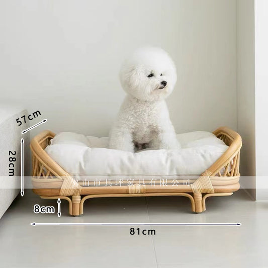 A rattan pet bed