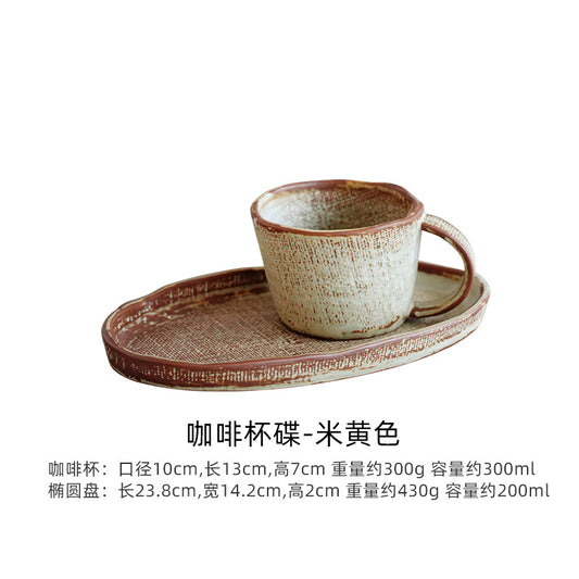 A handmade ceramic cup and saucer set