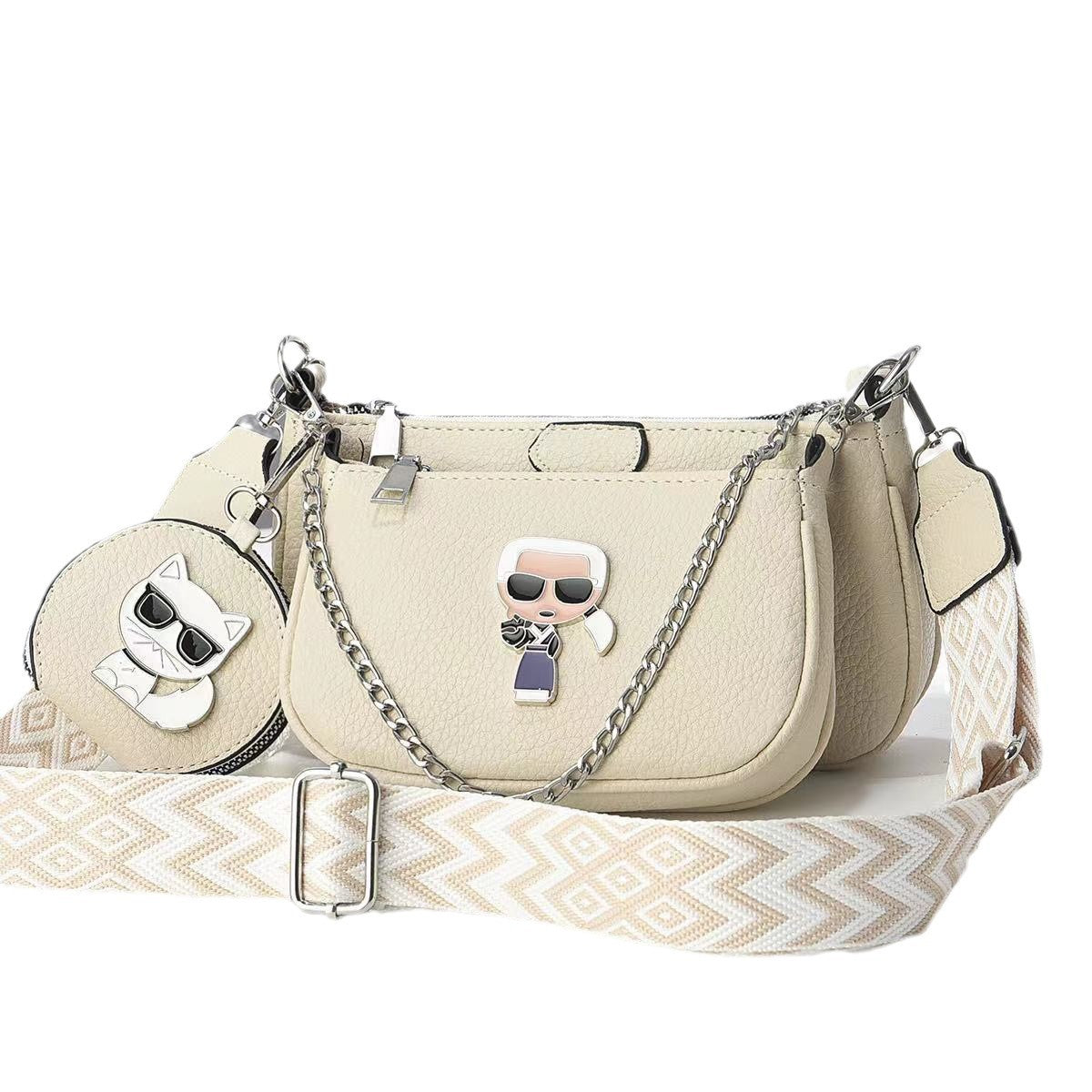 A ins lightweight personalized small bag women's messenger exquisite high-end shoulder bag new creative change bag three-piece set - Mixbatch