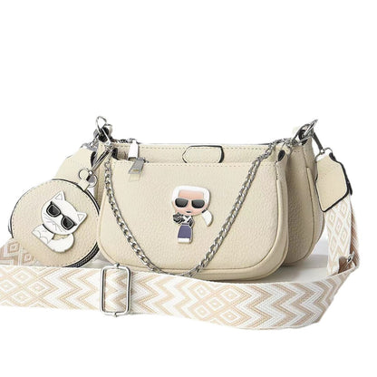 A ins lightweight personalized small bag women's messenger exquisite high-end shoulder bag new creative change bag three-piece set - Mixbatch