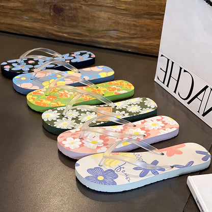 A non-slip ns tide i fashion beach pinch flip-flops women's slippers couple splint sandals summer wear new flower shoes