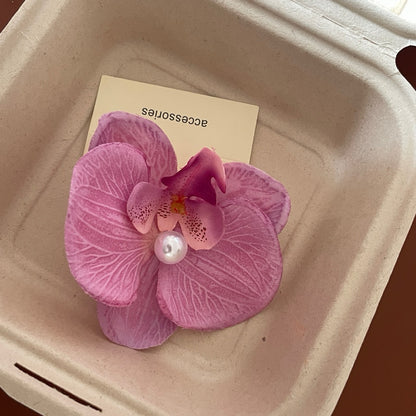 A Super Immortal Phalaenopsis Hairpin Purple Side Flower Hair Accessories Flower Clip Versatile Hairpin Antique Headdress Female Mori