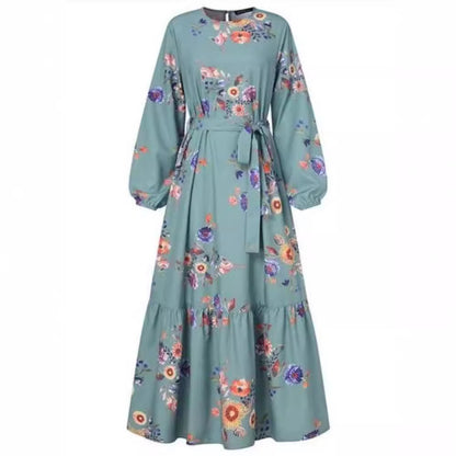 Arab Turkish Muslim Women's Dress Party Dress Women's Long Sleeve Printed Robe Wholesale - Mixbatch