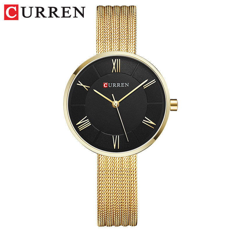 A 9020 Ladies Waterproof Quartz Watch Small Dial Fine Mesh Strap Watch Fashion Watch