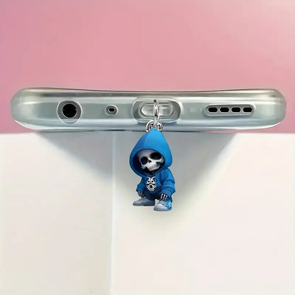 A Sweater Skull Acrylic Pendant Mobile Phone Dust Plug Suitable for Apple Mobile Phone Charging Interface and Type-c Interface