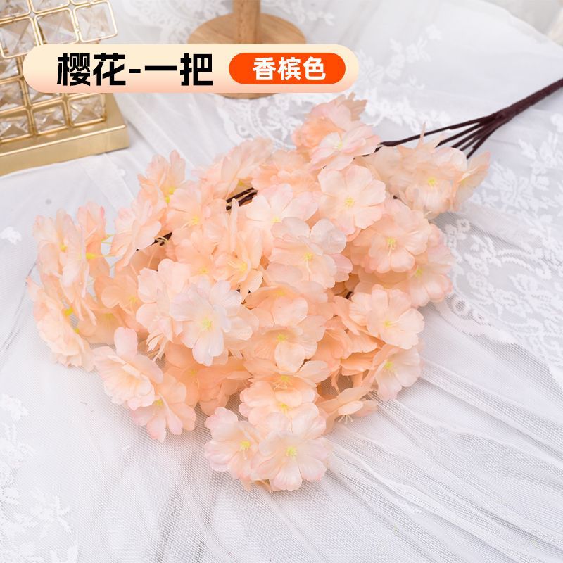 A Simulation Cherry Blossom Branch Cherry Blossom Tree Plastic Peach Blossom Arrangement Wedding Ceiling Decoration Indoor Home Tabletop Ornament