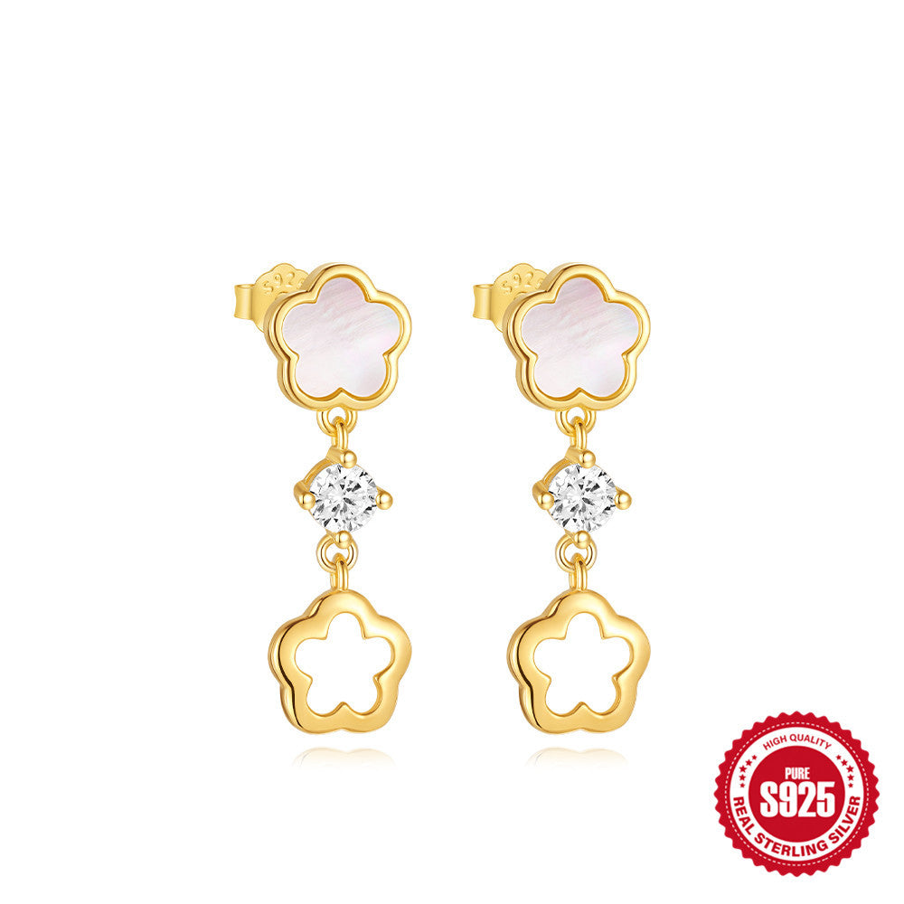 A S925 Sterling Silver Diamond Earrings