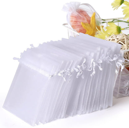 A White yarn bag wholesale jewelry yarn bag bundle mouth bag gift bag white organza mesh bag, happy candy bag MOQ: 500 PIECE - Mixbatch