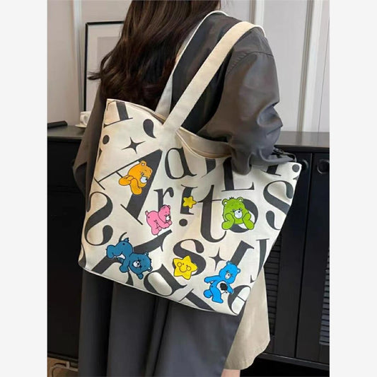 A canvas bag printed shoulder bag